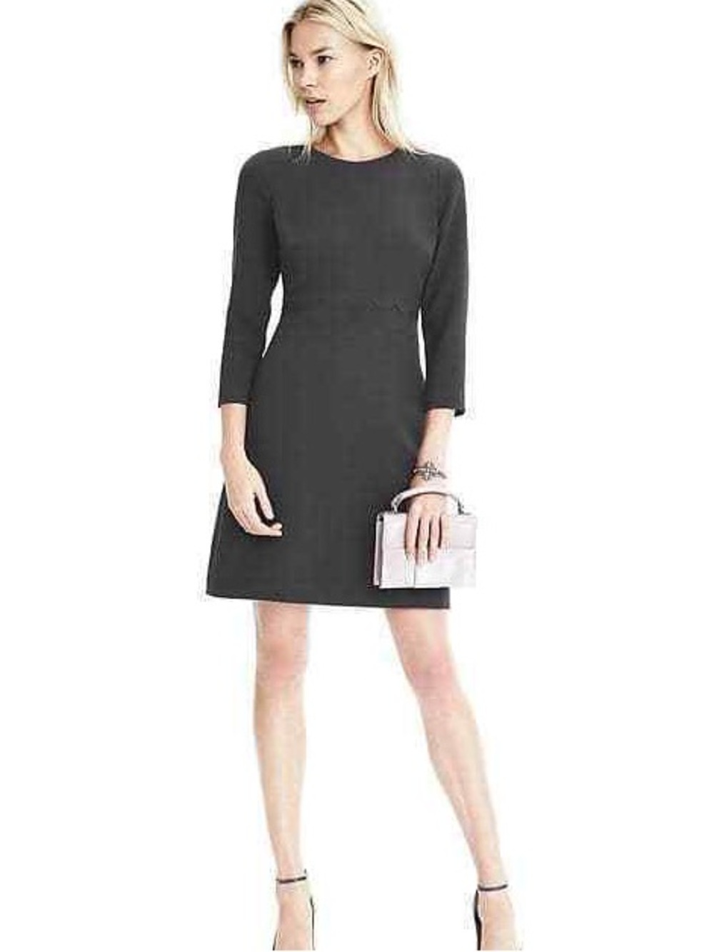 Banana Republic Double-Face Scalloped Waist Dress In Mink Grey Size 2